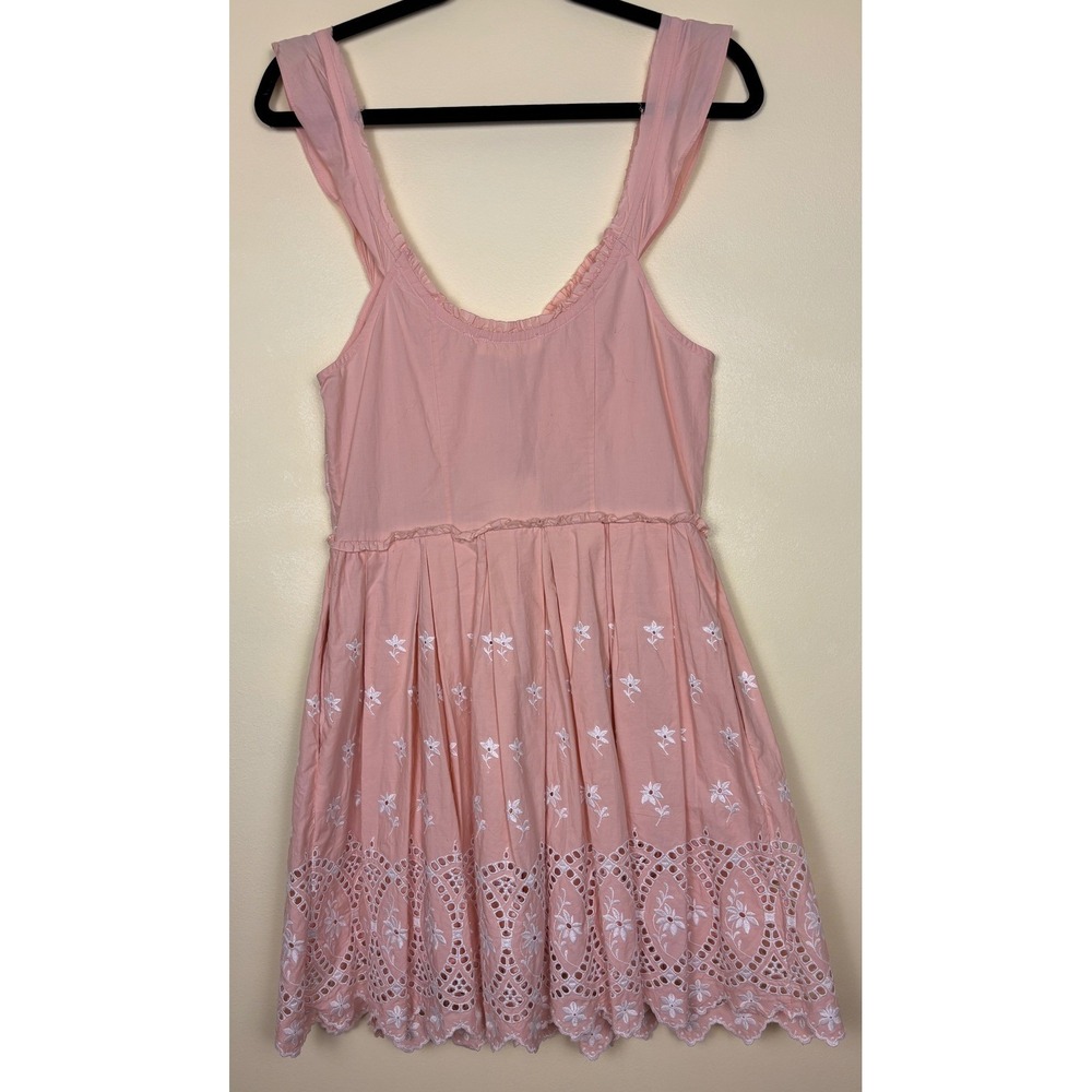 NWT LOVESHACKFANCY Mochi Cotton Eyelet Mini Dress Bubble Bath Pink Women Size 2 - Picture 9 of 14